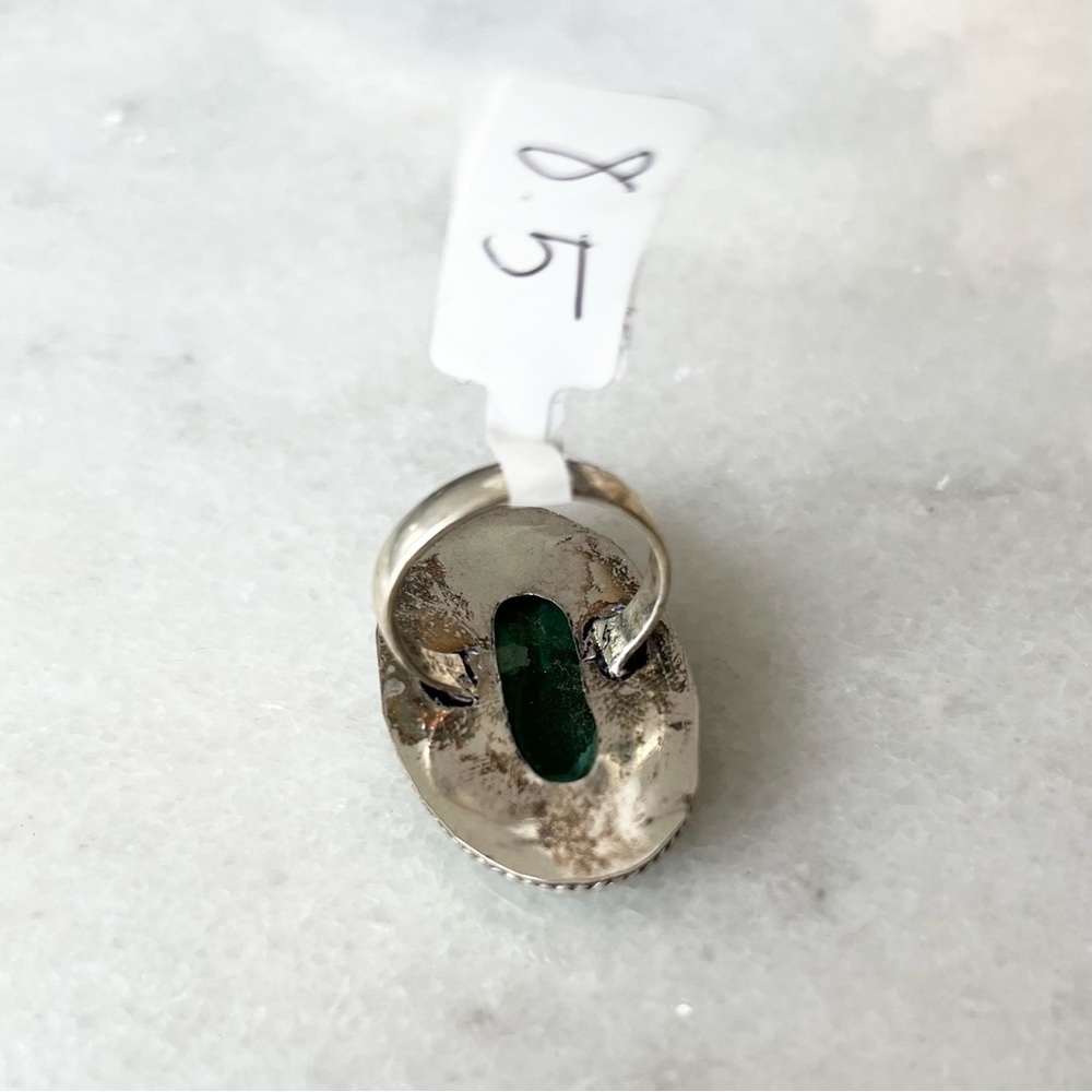 Silver Plated Malachite Ring - Picture 5 of 5